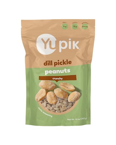 Yupik Dill Pickle Peanuts, 10 Oz, Crunchy Savory Snack, Made