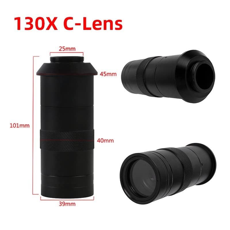 Microscope 180X 130X Video Microscope Camera Objective Lens 180 Multiples Adjustable Zoom Lens Accessories(130X)