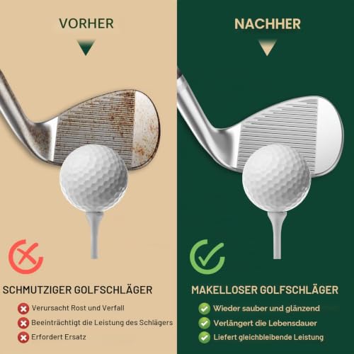 LILIONGTH Golfschläger-Reinigungsset 3-in-1 mit Golfschläger-Reinigungsbürste, Handtuch und 200 g Golfschläger-Politur – Golfschläger-Pflegeset für sofortigen Rillenrost & Kratzerentferner