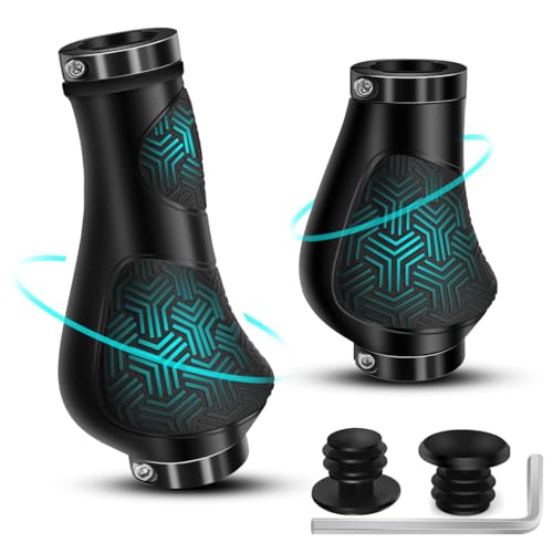 REETEE Fahrradgriffe Ergonomisch Lenkergriffe rutschfeste Gummi Griffe Fahrrad Universal Lenkergriffe MTB Aluminium Lock Fahrradlenker Griffe für 22,2 mm Fahrrad Handgriffe (schwarz(130mm+93mm))