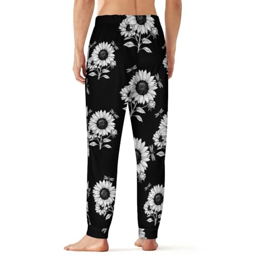 Sunflower with Dragonflies Men's Pajama Pants Lounge Pant Sleepwear PJ Bottoms2