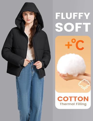 Yimoon Womens Cropped Puffer Jacket Winter Warm Quilted Jacket Short Puffer Coat with Removable Hood3