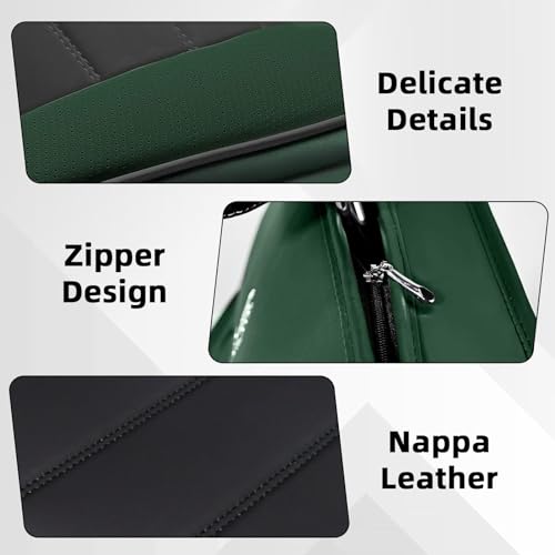Image of Car Seat Cover Fit for Nissan 370Z 2009-2021,Compatible Airbag Non-Slip Waterproof Seat Cover,Car Seat Protector Premium Interior (Luxury 2 Seats,Black Green)