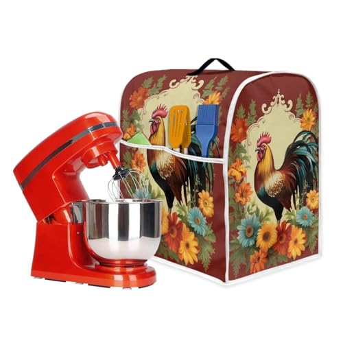 TODIYADDU Funda para batidora de soporte de gallo de girasol compatible con mezclador de ayuda de cocina de 4.5 a 5 cuartos de galón, cubierta a prueba de polvo con bolsillo, se adapta a todos los