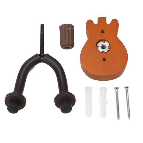 Juqrelith Soporte de Pared para Guitarra, Base de Madera de Haya y Gancho de Hierro con Goma, Capacidad 20kg, Rotativo y Multifuncional - Protección Antirrayones, Fácil Instalación para