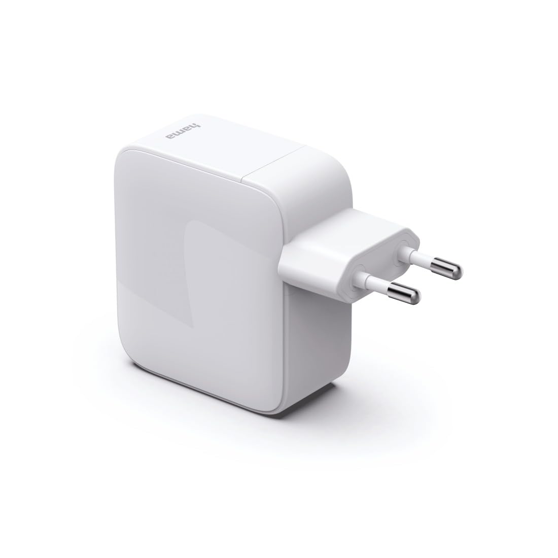 Hama | Caricatore 2 USB C 65 W GAN (230 V, Power Delivery, cavo estensibile, Qualcomm Quick Charge, Dual, Compatto, retrattile) Colore Bianco