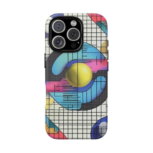 Coque rigide mate iPhone 16 Pro motif géométrique bleu unique