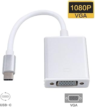 USB-C to VGA Adapter, USB 3.1 Type C (Thunderbolt 3) to VGA Converter Compatible with MacBook Pro, New MacBook, MacBook Air 2018, Dell XPS 13/15, Surface Book 2 and More (Silver)