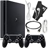 Paquete de Consola PlayStation 4 Slim 1TB - Incluye la consola PS4 Slim 1TB, 2 controles inalámbricos Dualshock PS4, cable de carga MicroUSB, cable HDMI, audífonos con cable y paño de microfibra (Renovado) por Amazon Renewed 2