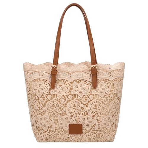 Sac à bandoulière en dentelle de 11 pouces et finitions en cuir pour un style rétro chic