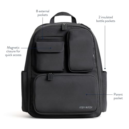 image for Itzy Ritzy Utility Diaper Bag Backpack – Features 17 Pockets (Includ