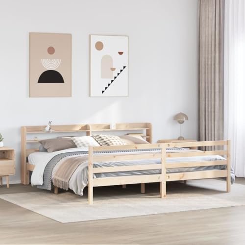 vidaXL Estructura de Cama con cabecero Madera Maciza de Pino 200x200cm, Cama, Cama Doble, Estructura de Cama de Madera, Cama de Matrimonio