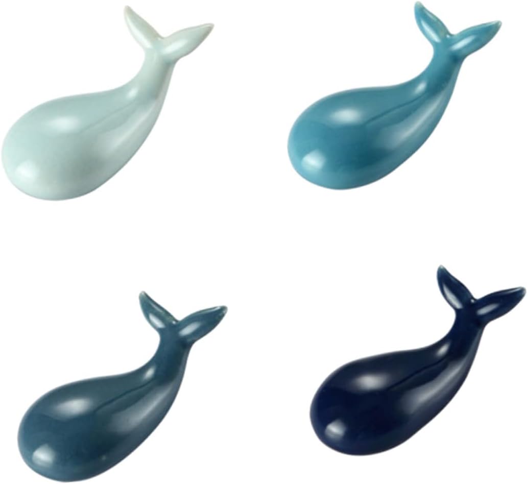 PRETYZOOM Cute Whale Shaped Ceramic Chopsticks Rest Holder 2 Pcs Navy Blue for Home Dining Spoon and Fork Stand Unique Tableware Accessory image 2