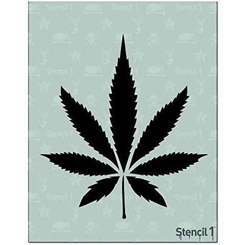 Stencil1 Pot Leaf Stencil - Reusable Mylar Template Pot Leaf Stencil for Painting Great for DIY Projects and Painting Clothes - Stencil for Crafts and Decorations - 8.5" x 11" Cover