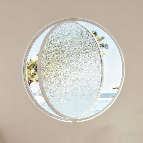 Ventana redonda abatible de aluminio y vidrio templado para bano 3