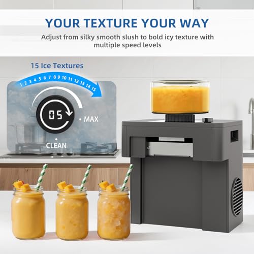 Image of Shaved Ice Machine and Snow Cone Maker, 60 Second Quick Start Slushie Machine for Home, No Ice or Pre Freezing, 15 Texture Levels, Quiet Self Cleaning Frozen Drink Maker