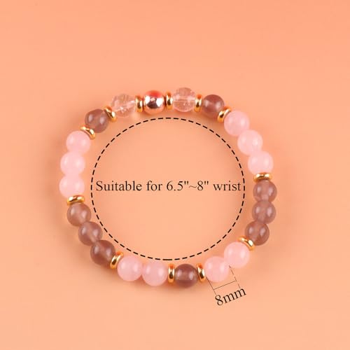 KSQS Healing Stone Bead Bracelet for Women, Natural Gemstones Balance Protection Bracelet, Spiritual Crystal Beads Bracelet Anxiety Relief with Meaning Card2