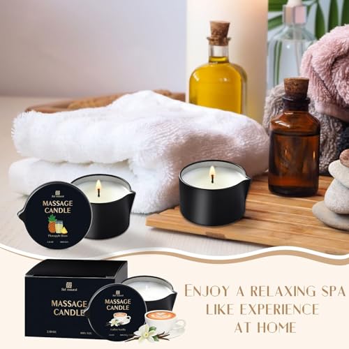 Bougie de massage pour couples et thérapie spa à la maison avec 3 parfums relaxants - 6