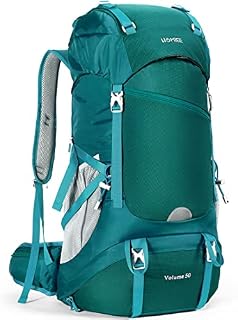 HOMIEE 50L Hiking Backpack Travel Bag Waterproof Camping Rucksack | Lightweight, Rain Cover, Hydration-Ready, Tripod Straps, Load Compression, Survival Whistle, Ideal For Men, Women