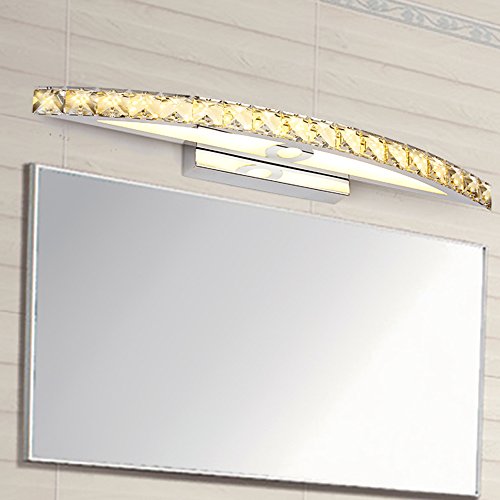 Nclon Moderna Cristal espejo Cuarto de baño Lámpara de pared,Led 15w De lujo Baño Lámpara Impermeable Acero inoxidable Aplique de pared lámpara Cover