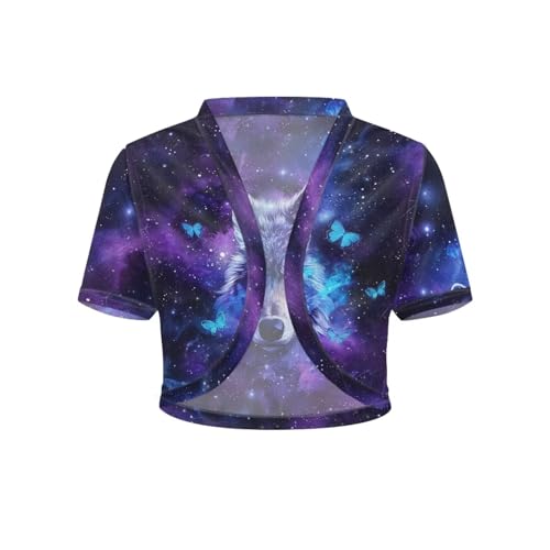 Image of Women's Shrug Short Sleeve Bolero Open Front Knit Party Tulle Cardigan Cropped Cardigan Shoulder Cover Up
