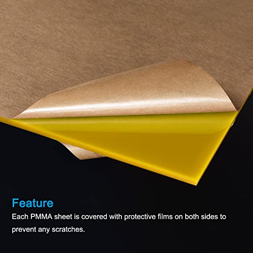 Image of MECCANIXITY PMMA Acrylic Sheets Colored Non Transparent 6 x 6 Inch Yellow for Glass, DIY, Painting, Art Craft