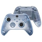 eXtremeRate Case für Xbox Series X/S, Custom Voll Hülle Gehäuse Cover Unterschale Grips Shell mit Dpad Thumbstick Trigger Tasten Kit Zubehör für Xbox Series S&X Controller(Transparent Gletscher Blau)