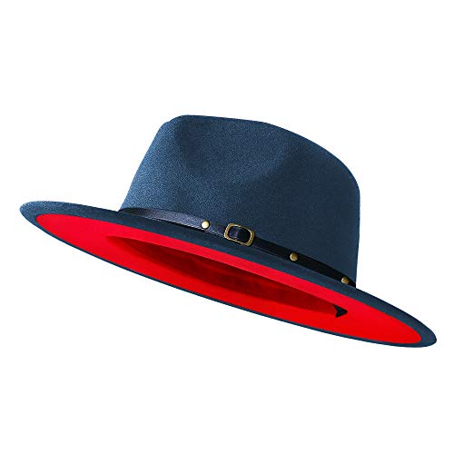 Image of Wide Brim Fedora Hats for Women Men Two Tone Dress Hat Felt Panama Hat in Two Audlt Size