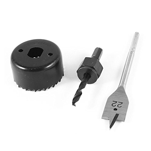 Aexit Black 3 Hole Saws & Accessories in 1 Set Hole Saw Mandrel 7/8