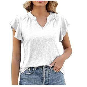 Summer-Shirts-for-Women-2023-Fashion-Short-Sleeve-V-Neck-Tops-Casual-Solid-Color-Shirts-Womens-Blouses-and-Tops