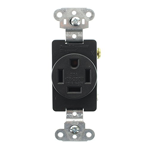 Pass & Seymour 3820 Straight Blade Receptacle, 20A, 125/250V, 3P, 4W, Black