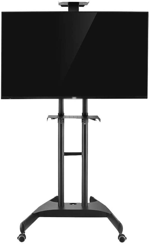 OLSKFUH Rolling Tv Stand, Mobile Tv Cart, Mobile Tv Stand, Flat Display Height Adjustable With Caster Tv Stand With 2 Shelves Tv Table Stand,