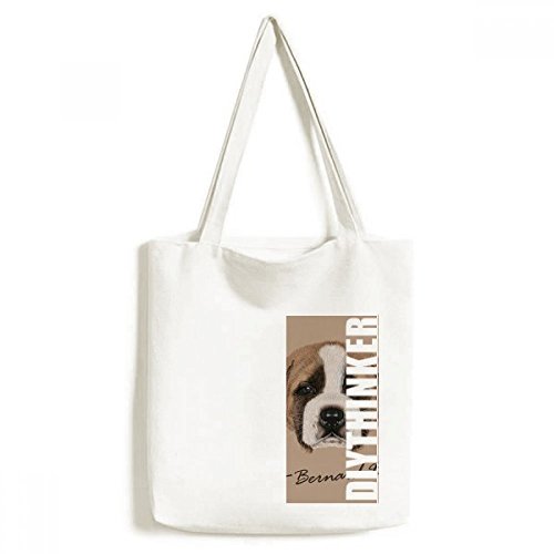 DIYthinker Braun Netter St.Bernard Hund Haustier-Tier-Tasche Einkaufstasche Kunst Waschbar 33cm x 40 cm (13 Zoll x 16 Zoll) Mehrfarbig