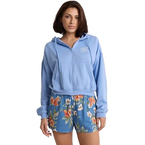 Volcom Women's Get Up Full Zip Hoodie – Recycled Fleece Sweatshirt with Kangaroo Pocket, Coastal Blue, Small Cover