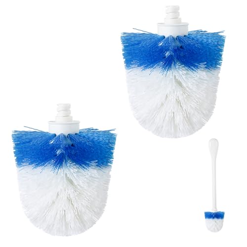 Image of Runhike Replacement Toilet Brush Head Compatible with OXO Good Grips Toilet Brush (2 Pack, Blue, Plastic Handle, Nylon Bristles)