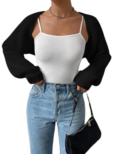 Achlibe Damen-Strickjacke, Bolero, Y2K, niedlicher Fledermausärmel,...