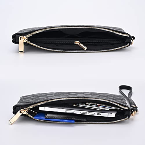 Gayi Urban Quilted Wristlet Purse For Women, Vegan Leather Wristlet Pouch Zip Clutch Bag thumb #2