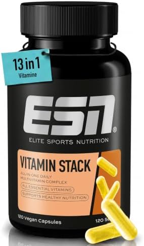 ESN Vitamin Stack - 120 Kapseln, 120 Portionen | Multivitamin-Komplex mit 13 essentiellen Vitaminen -Vitamine A, C, D, E, K und Vitamin B-Komplex