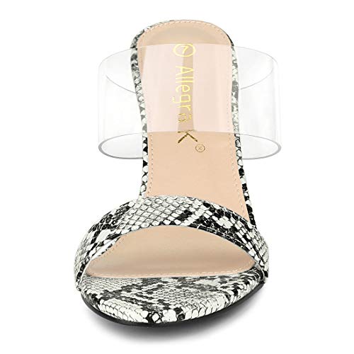 Allegra K Women's Snake Print Block Heel White Snakeskin Heels Slide Sandals - 6 M Us #TOP1
