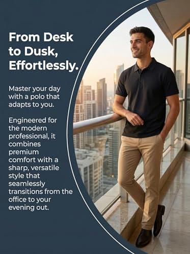 Camiseta polo para hombre de fibra refrigerante que absorbe la humedad, corte regular, casual y para trabajo, manga corta miniatura 6