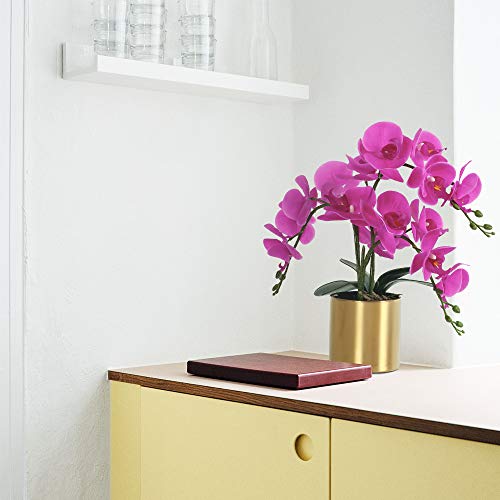 Lesing Artificial Orchid Flower With Vase, White Orchid Bonsai Faux Orchid Phalaenopsis Plant Pot Arrangements For Home Decoration (Purple,Gold Vase) #TOP2