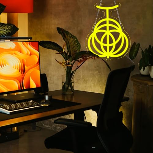 Image of WonderfulLife Japanese Game Ring Neon Sign for Gamer Zone Decor,Led Lights for Man Cave Internet Bar or Bedroom Decoration.5V USB Powered,Easy Hanging.