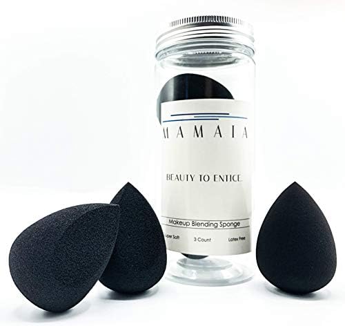 3 Pcs Makeup Blending Sponges Set, Black, Super Soft, Latex Free Makeup Blender for Liquid Foundation makeup, Concealer, Cream, Powder and Blush. Sponge Can be Used Wet or Dry to Blend Makeup.