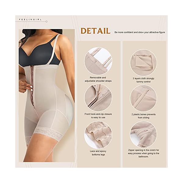 FeelinGirl-Shapewear-for-Women-Seamless-Firm-Triple-Control-Faja-Plus-Size-Thigh-Slimmer-Tummy-Control-Body-Shaper FeelinGirl Shapewear for Women Seamless Firm Triple Control Faja Plus Size Tummy Control Body Shaper Skin S