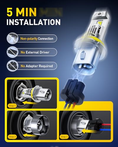 Image of AUXITO 9007 Bulb HB5 Bulbs, 80000LM Brighter Ultra-Bright, Plug N Play, Long Lifespan, No Flicker, 99% Compatibility, 2PCS