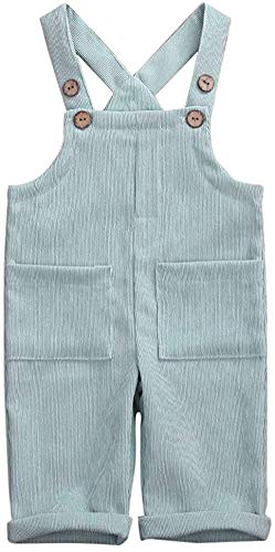 MoccyBabeLee Enfant en Bas âge Enfants Fille Salopette sans Manches réglable Couleur Unie Combinaison Bretelles Salopette Automne Hiver Pantalon Taille (Mint Green,4-5 Ans) Cover