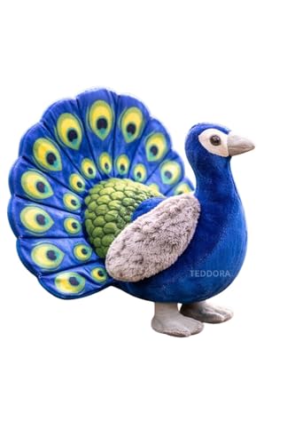 Image of Peacock Soft Toy for Girls Boys Kids,Dark Blue,Peacock Bird,Animal Plush Stuffed Baby Teddy Gift Birthday, 25cm