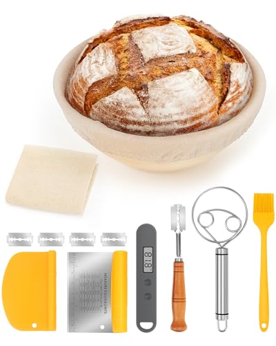 CODOGOY Sourdough Starter Kit, 9 inch Bread Proofing Basket, Banneton Proofing Basket For Bread baking, Bread Making Supplies Tools