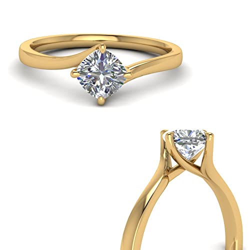 Bague de fiançailles solitaire tourbillon en or jaune pour demande