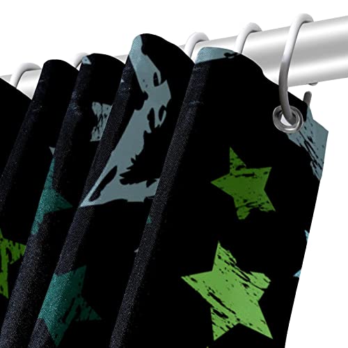 Rideau de douche imperméable étoiles bleues vertes avec 12 crochets - 6
